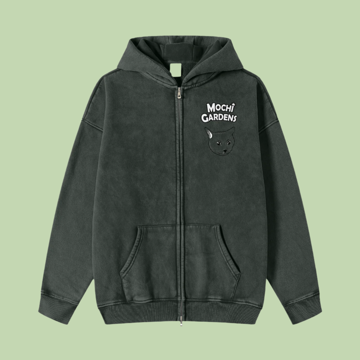 Head Smoke x Grayscale | Snow Washed Zip-Through Mochi Gardens Hoodie