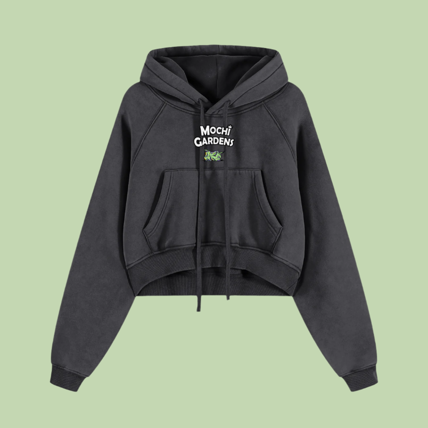 Nug Smoke x Purple | Snow Washed Mochi Gardens Cropped Hoodie - 355 GSM