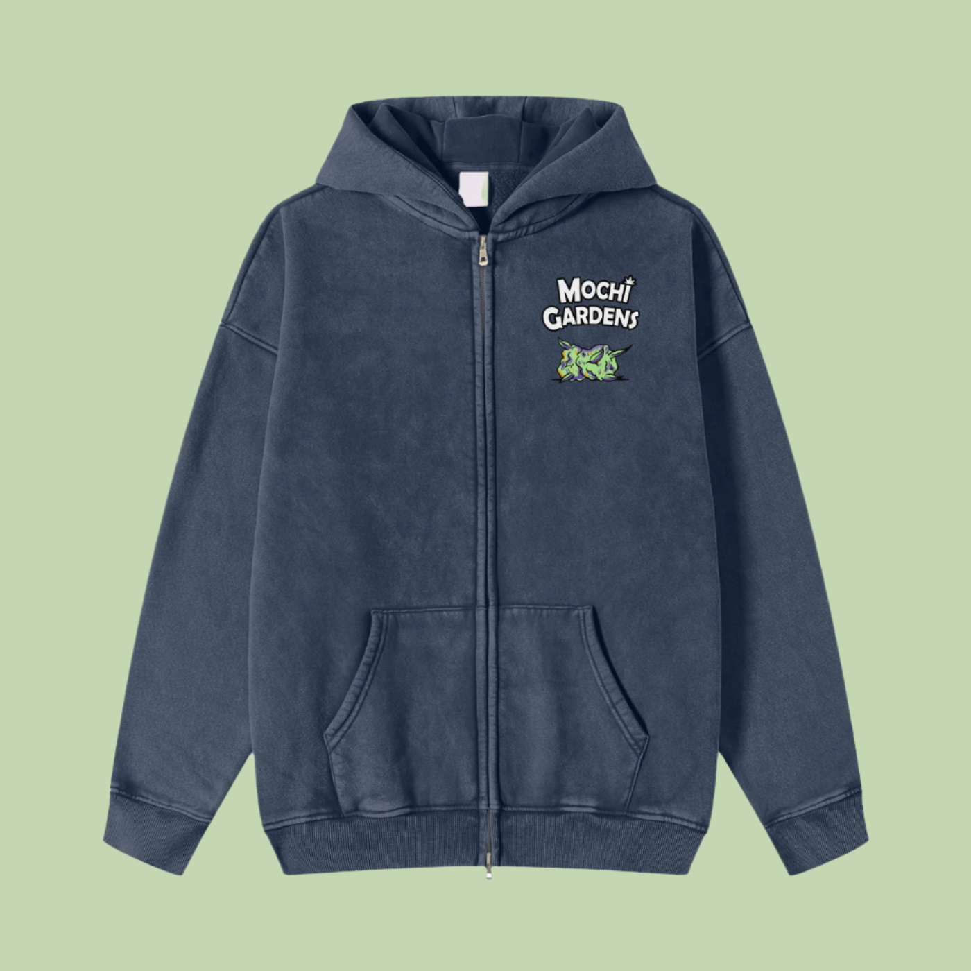 Purple Nug Smoke x Classic | Snow Washed Zip-Through Mochi Gardens Hoodie