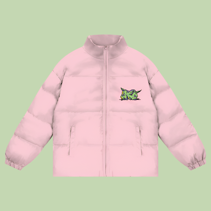 "Purple Nug" Unisex Zipper Puffer Coat - 900 GSM
