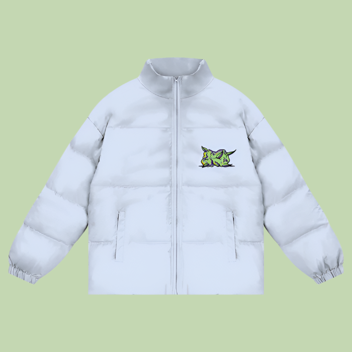 "Purple Nug" Unisex Zipper Puffer Coat - 900 GSM