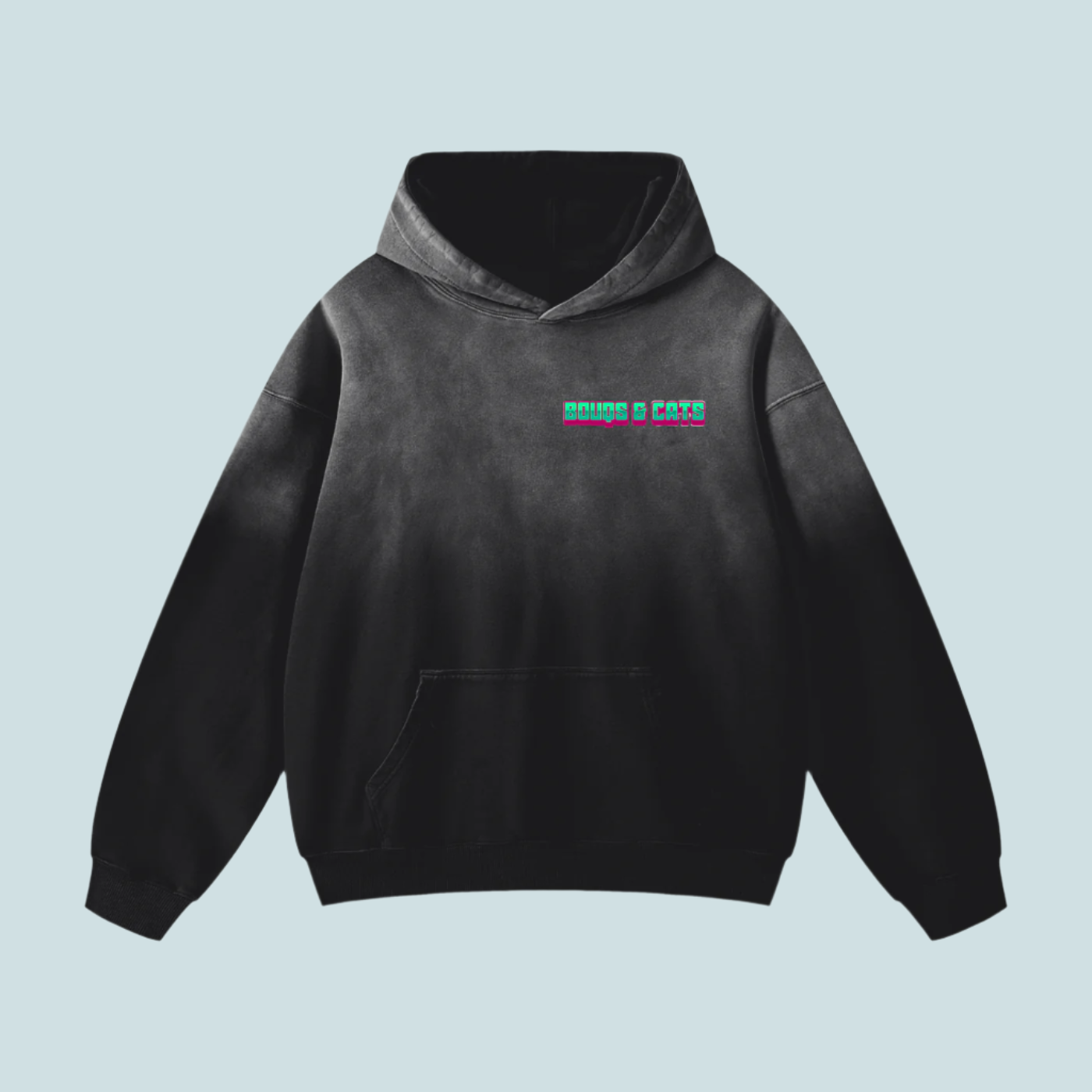 House Music Cats | Monkey Wash BOUQS&CATS Hoodie - 400 GSM