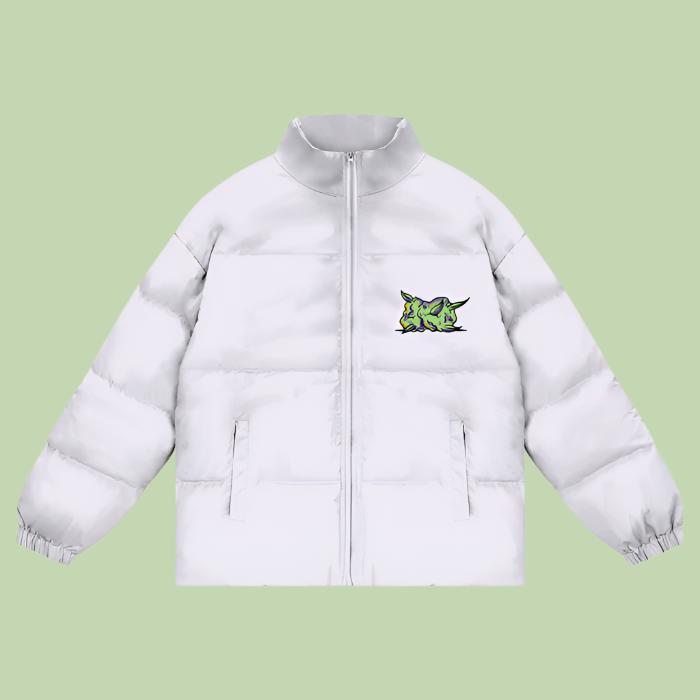 "Purple Nug" Unisex Zipper Puffer Coat - 900 GSM