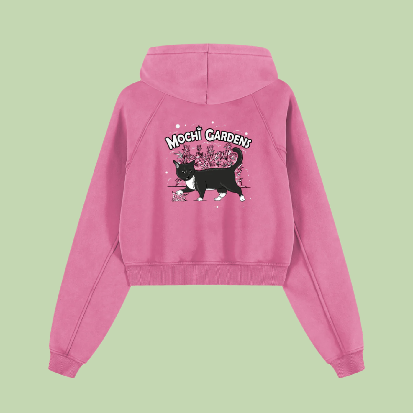 Head x Grayscale | Snow Washed Mochi Gardens Cropped Hoodie - 355 GSM