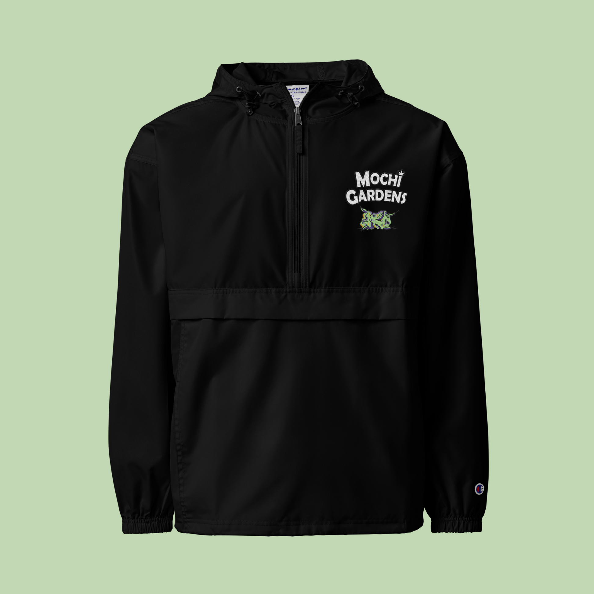 Nug Smoke | Embroidered Champion Packable Jacket by Mochi Gardens
