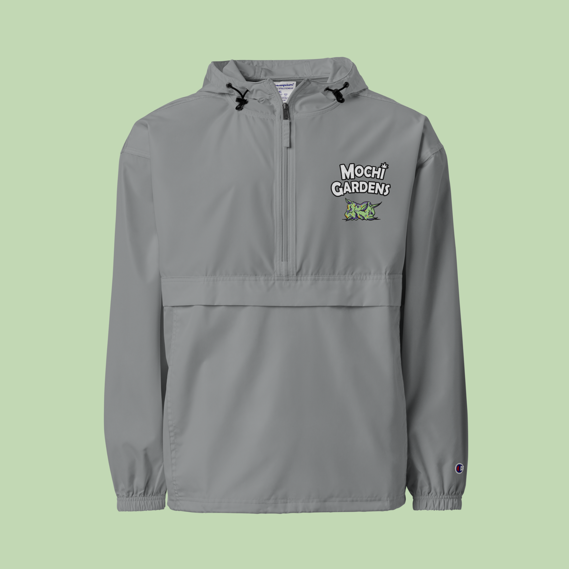 Nug Smoke | Embroidered Champion Packable Jacket by Mochi Gardens