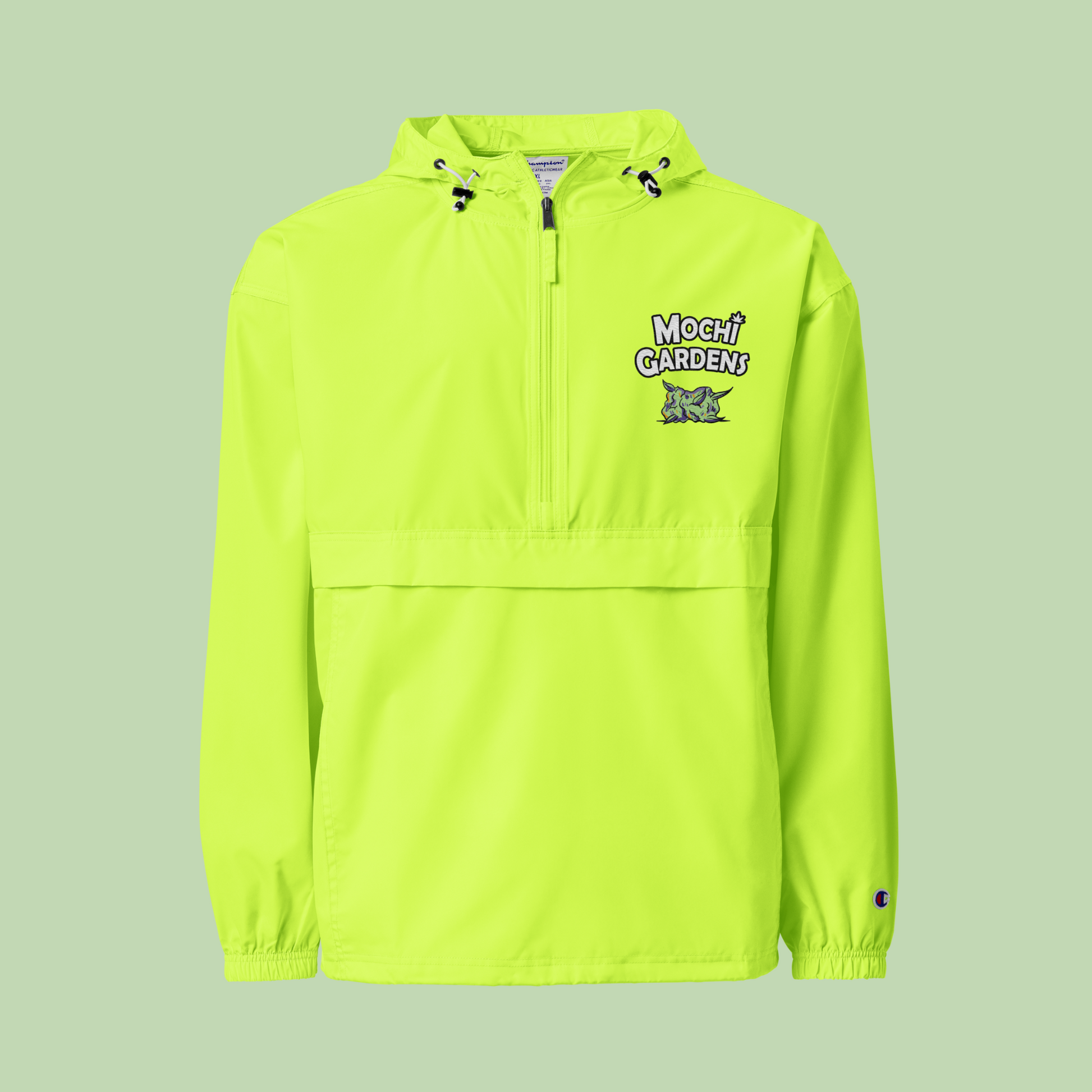 Nug Smoke | Embroidered Champion Packable Jacket by Mochi Gardens