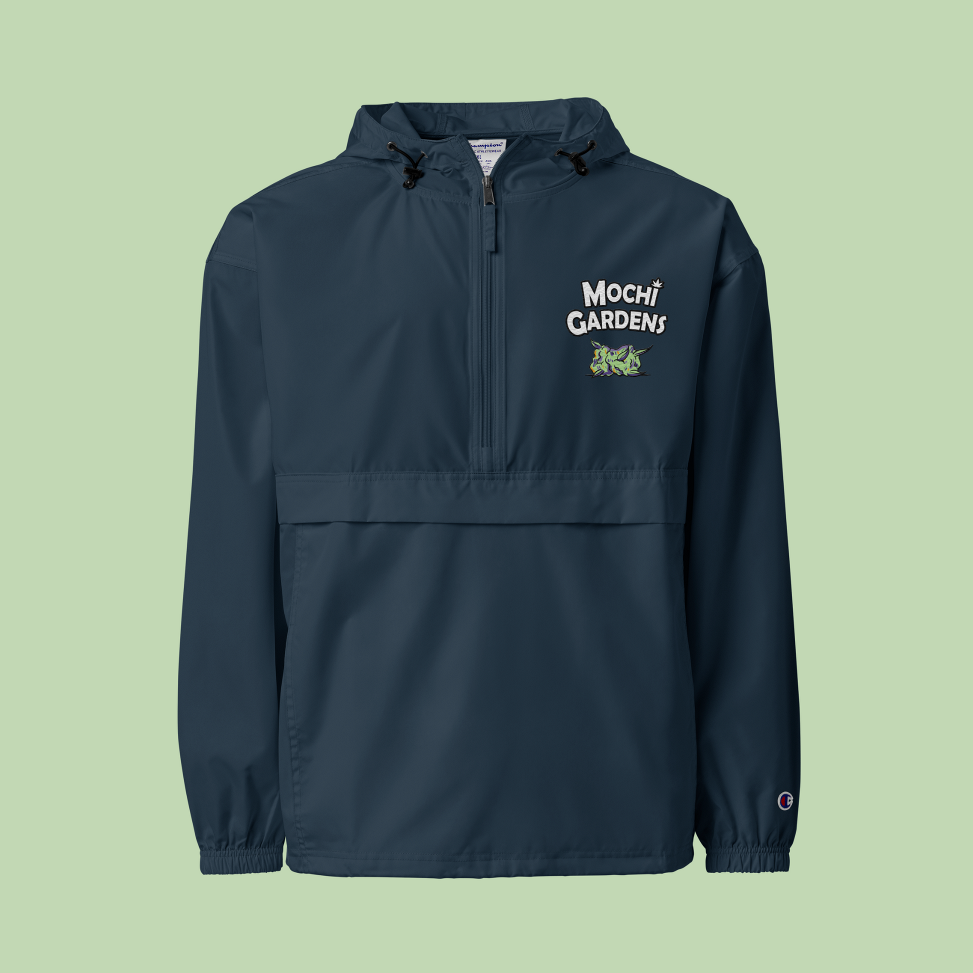 Nug Smoke | Embroidered Champion Packable Jacket by Mochi Gardens