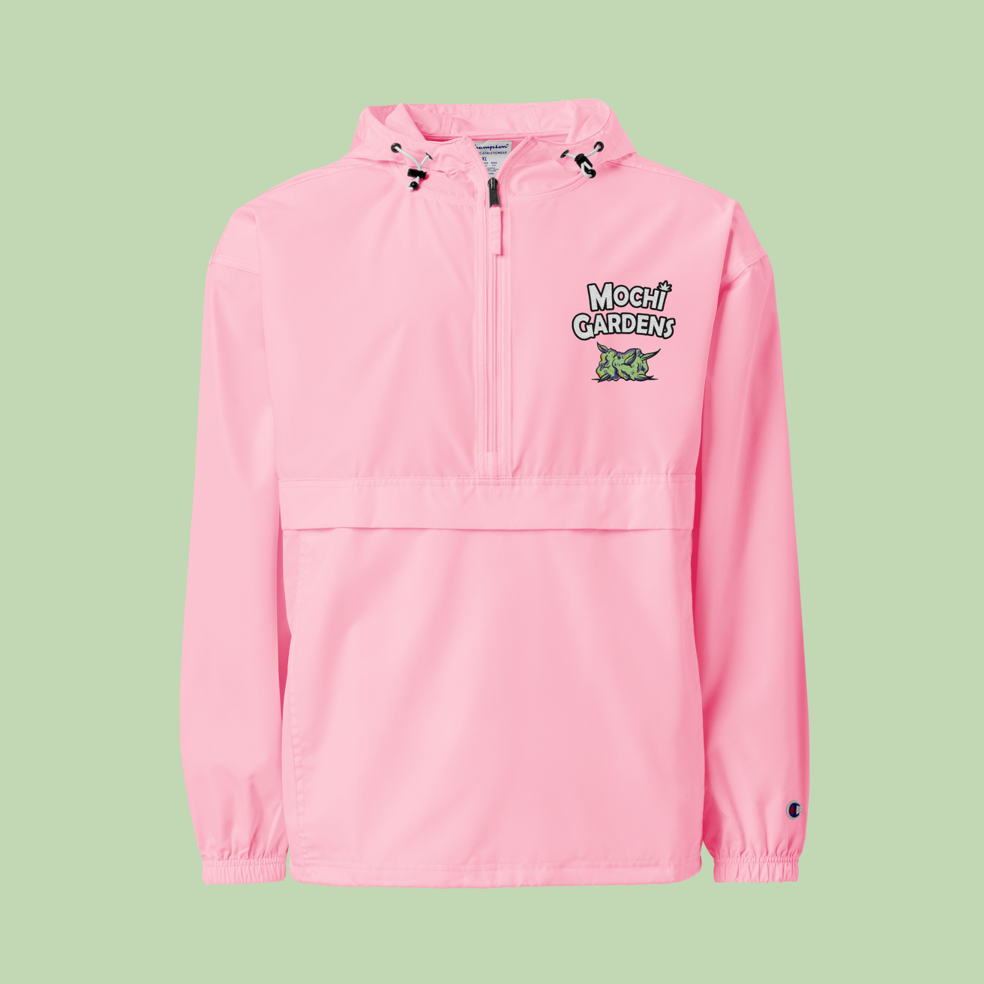 Nug Smoke | Embroidered Champion Packable Jacket by Mochi Gardens