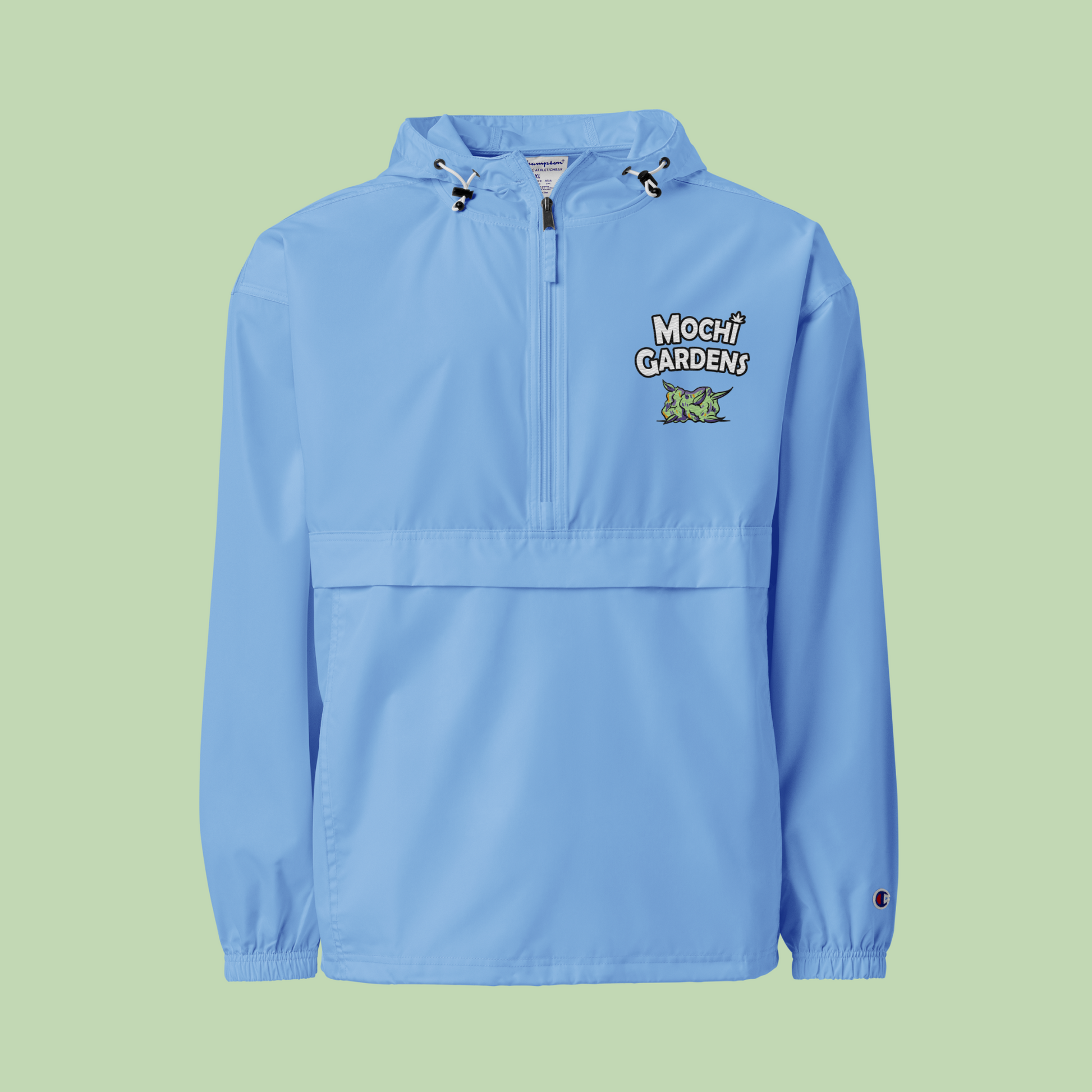 Nug Smoke | Embroidered Champion Packable Jacket by Mochi Gardens