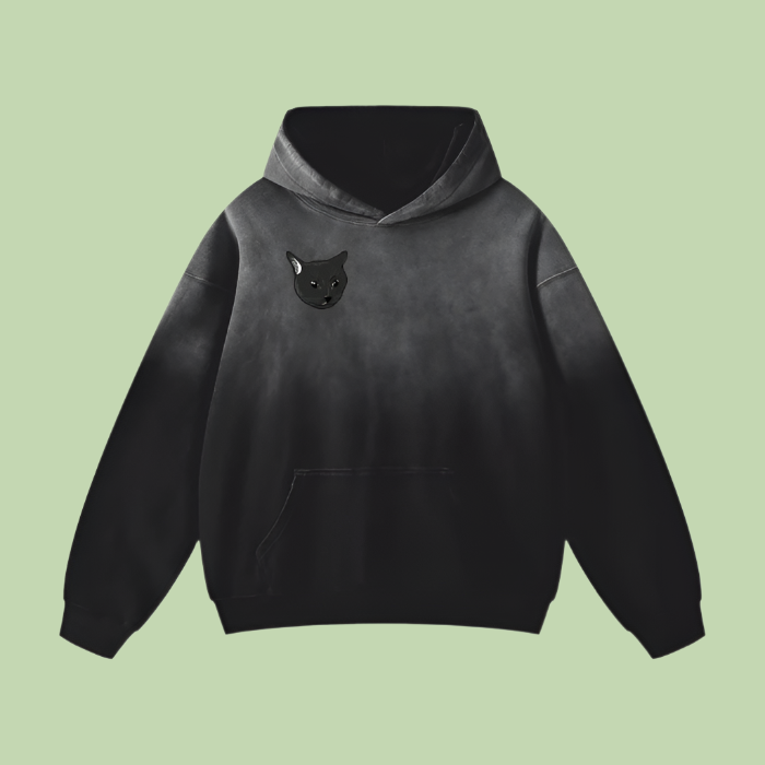 "Head / Grayscale Logo" Monkey Wash Drop Shoulder Oversized Hoodie - 400 GSM