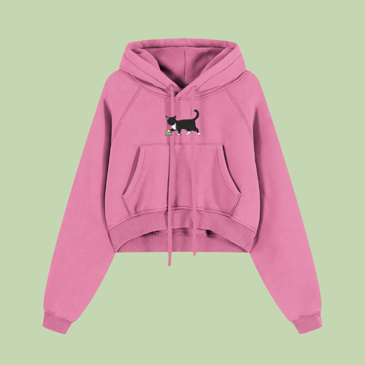 Mochi Nug x Grayscale | Snow Washed Mochi Gardens Cropped Hoodie - 355 GSM