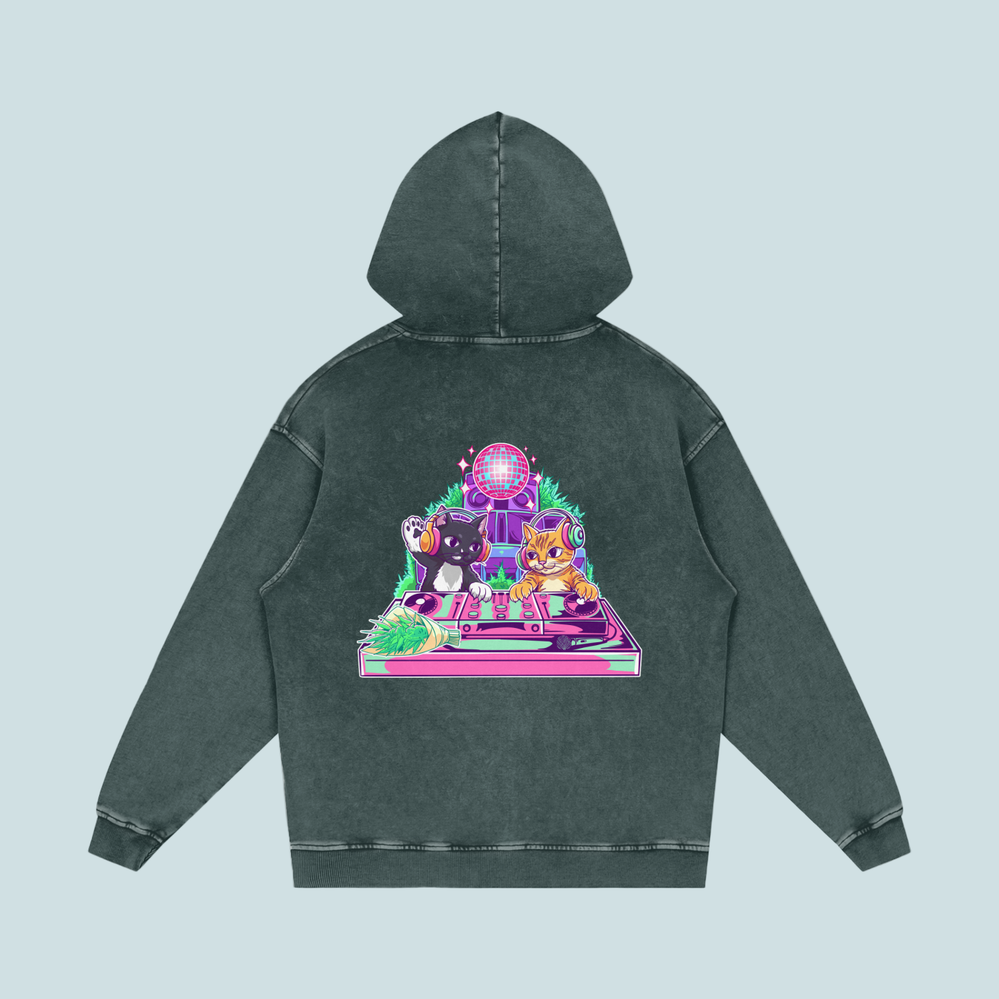 Eyes x House Cats | Acid Wash BOUQS&CATS Hoodie - 420 GSM