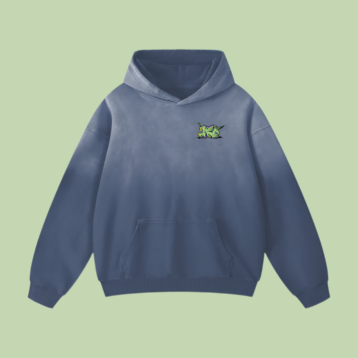"Purple Nug / Head" Monkey Wash Drop Shoulder Hoodie - 400 GSM