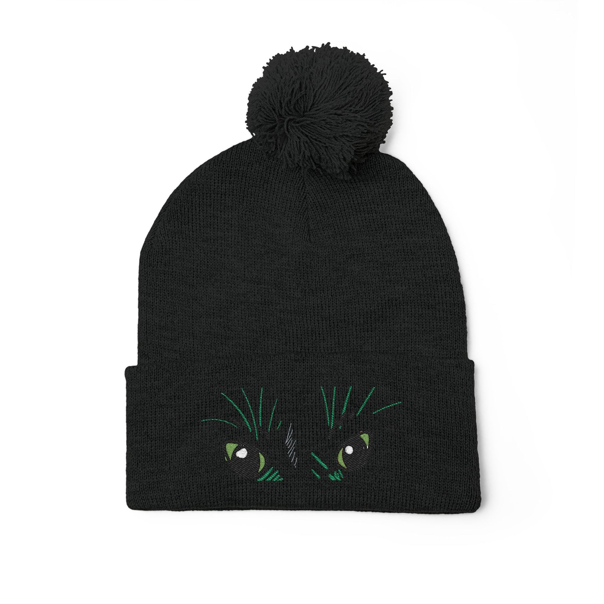 Peeking Eyes | Mochi Gardens Embroidered Pom-Pom Knit Cap
