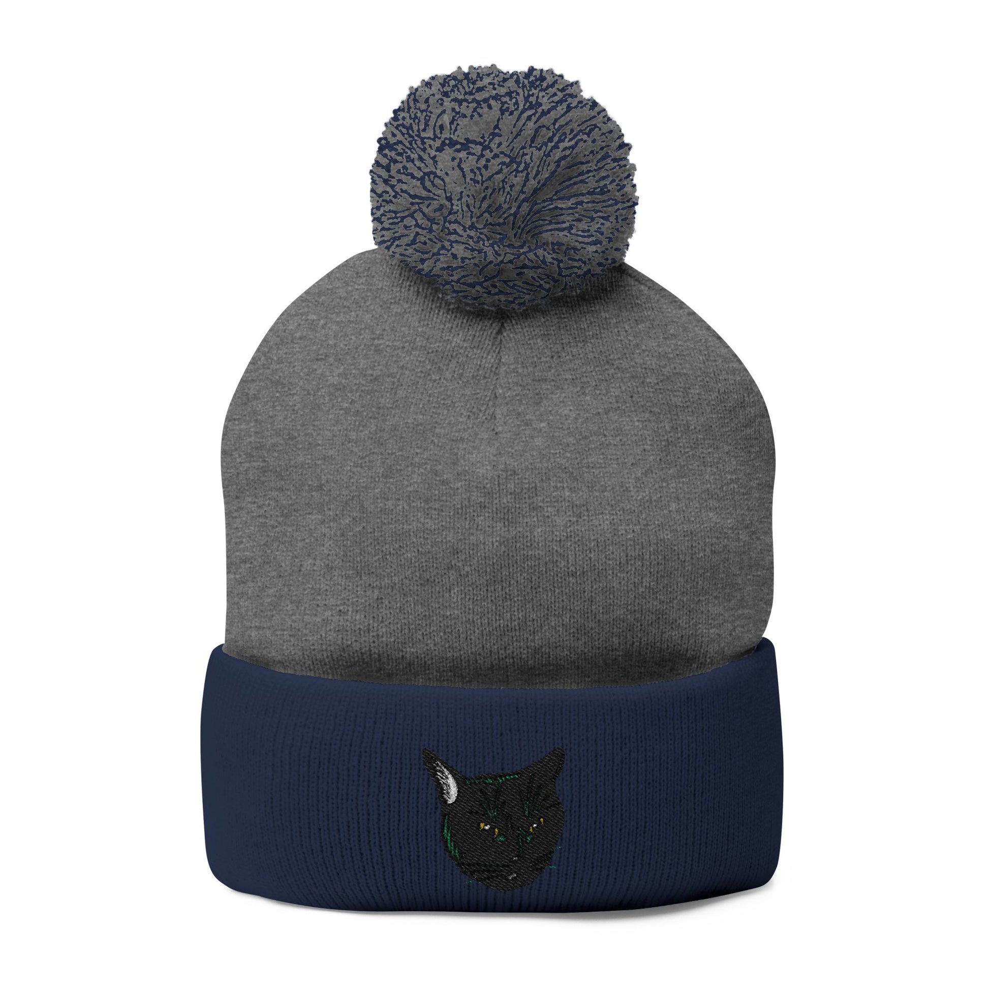 Embroidered Mochi Head | Mochi Gardens Pom-Pom Knit Cap