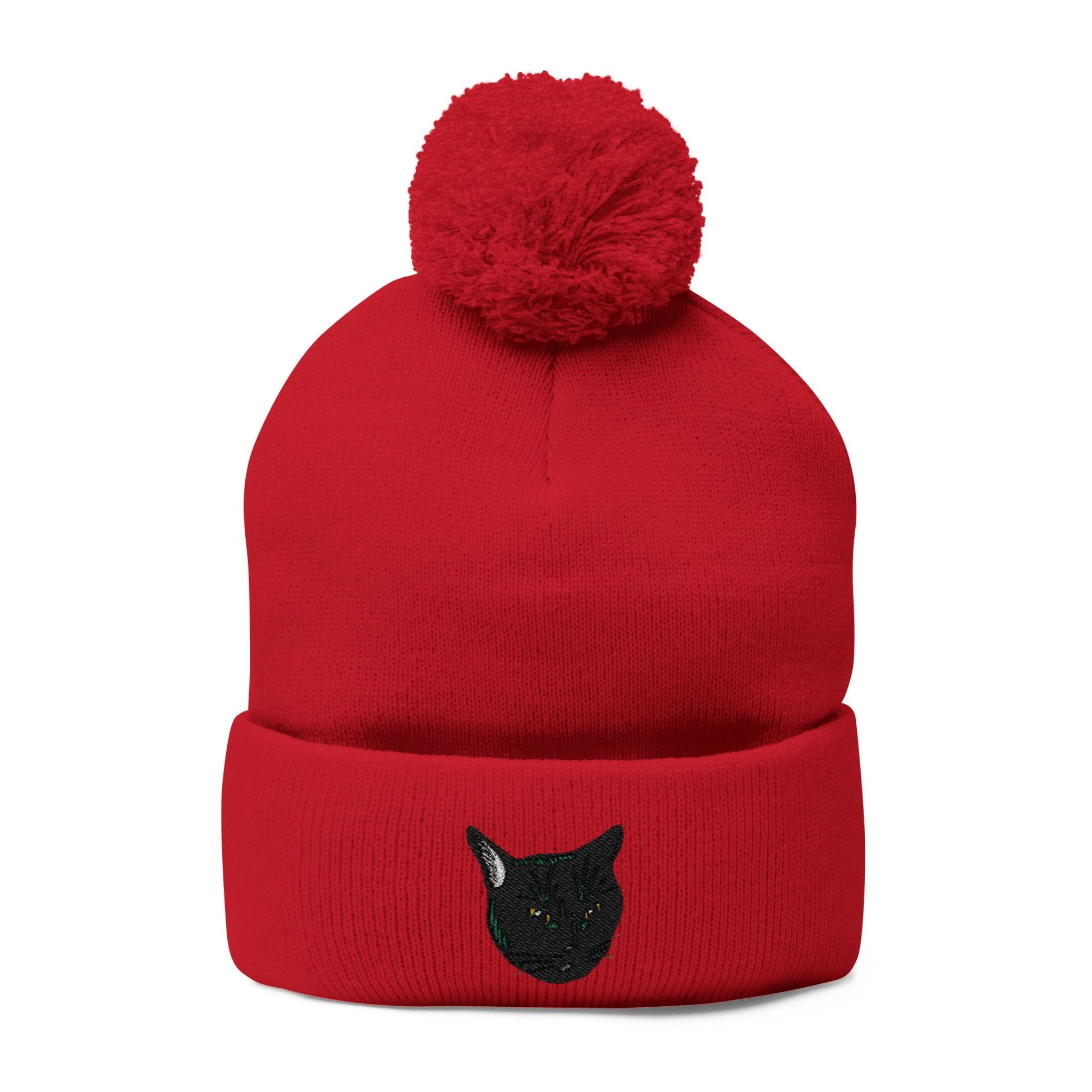 Embroidered Mochi Head | Mochi Gardens Pom-Pom Knit Cap