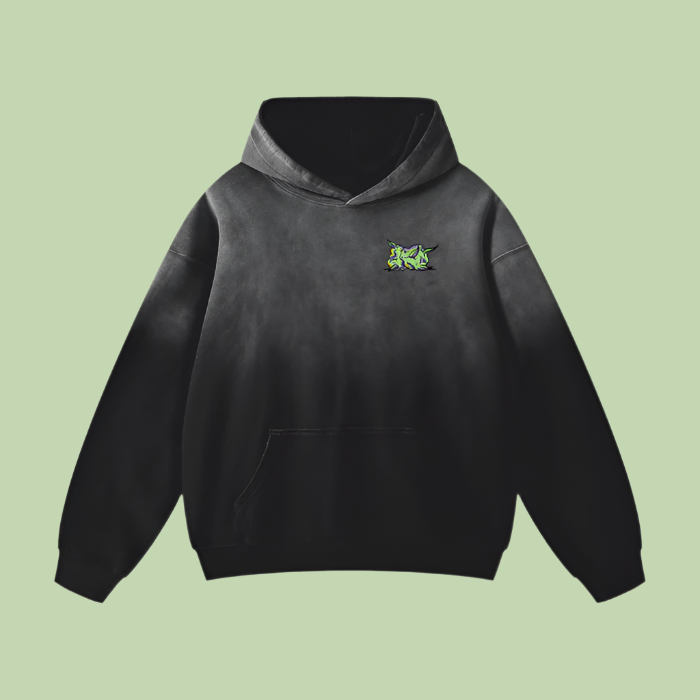 "Purple Nug / Head" Monkey Wash Drop Shoulder Hoodie - 400 GSM