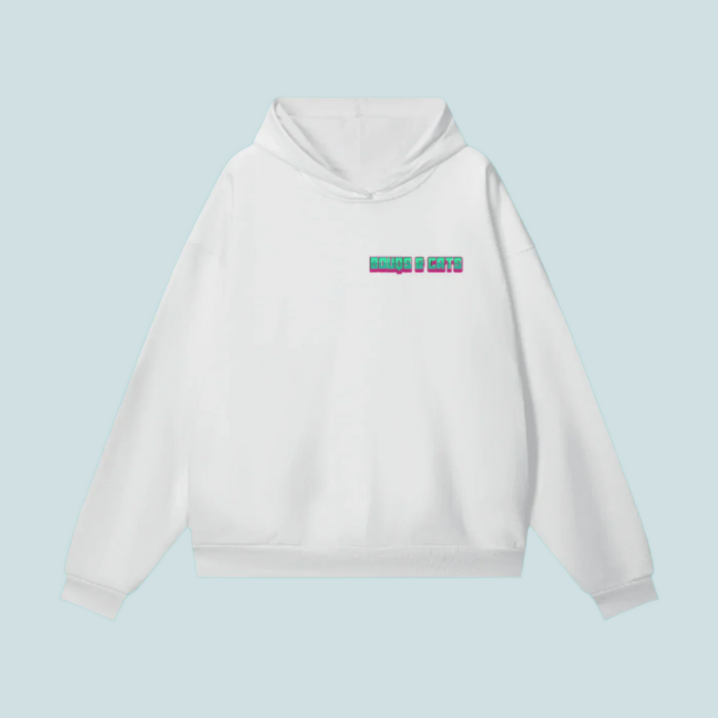 "Text / Classic Logo" Heavyweight Hidden Pocket BOUQS&CATS Fleece Hoodie - 460 GSM