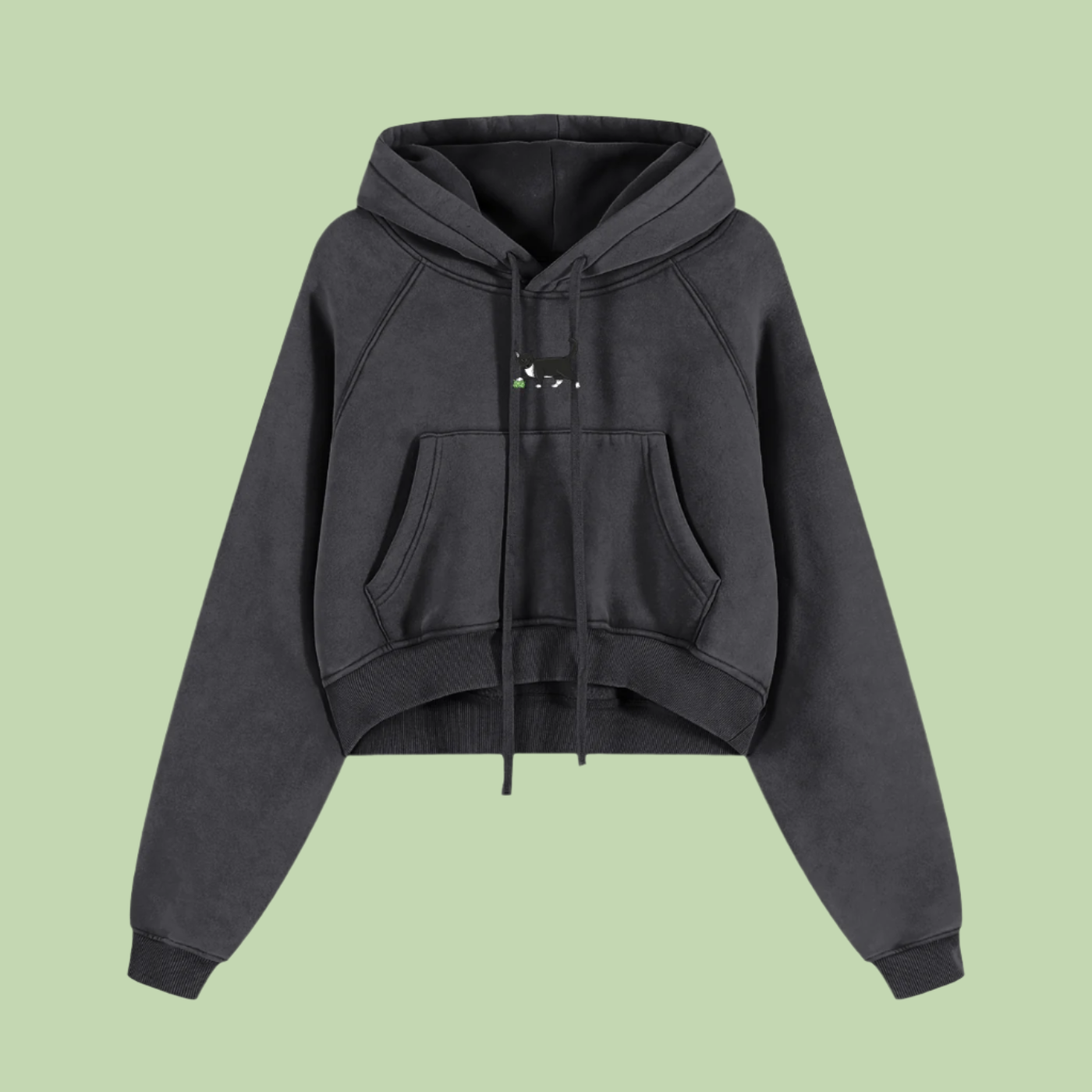 Mochi Nug x Purple | Snow Washed Mochi Gardens Cropped Hoodie - 355 GSM