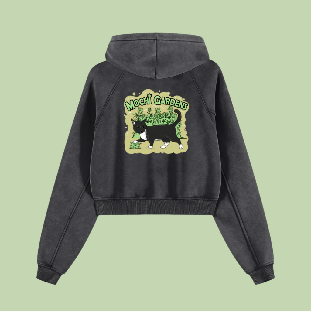 "Mochi Nug / Classic" Snow Washed Mochi Gardens Cropped Hoodie - 355 GSM