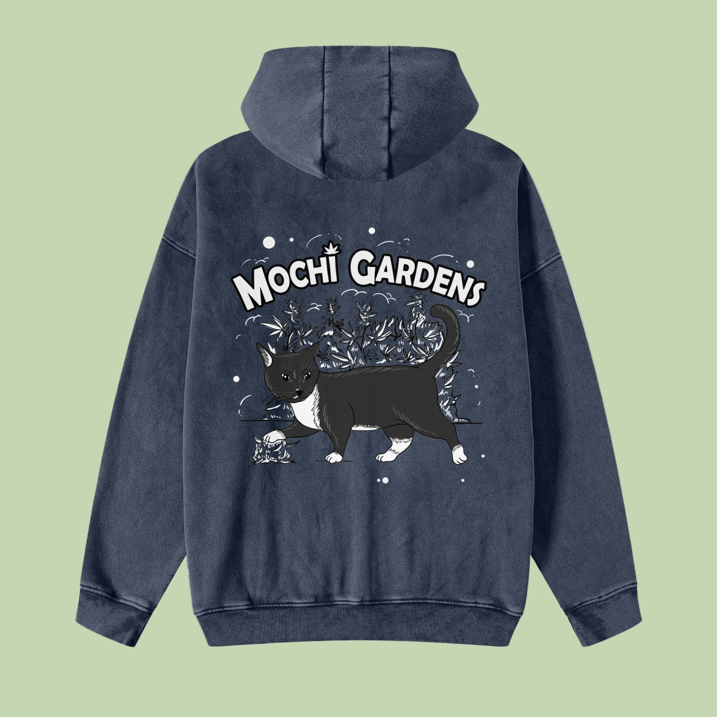 Eyes x Grayscale | Snow Washed Zip-Through Mochi Gardens Hoodie - 360 GSM