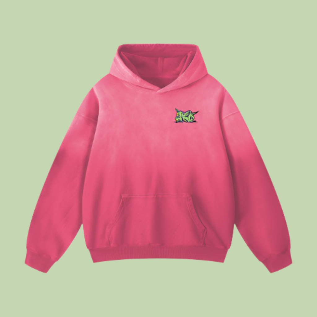 "Purple Nug / Head" Monkey Wash Drop Shoulder Hoodie - 400 GSM