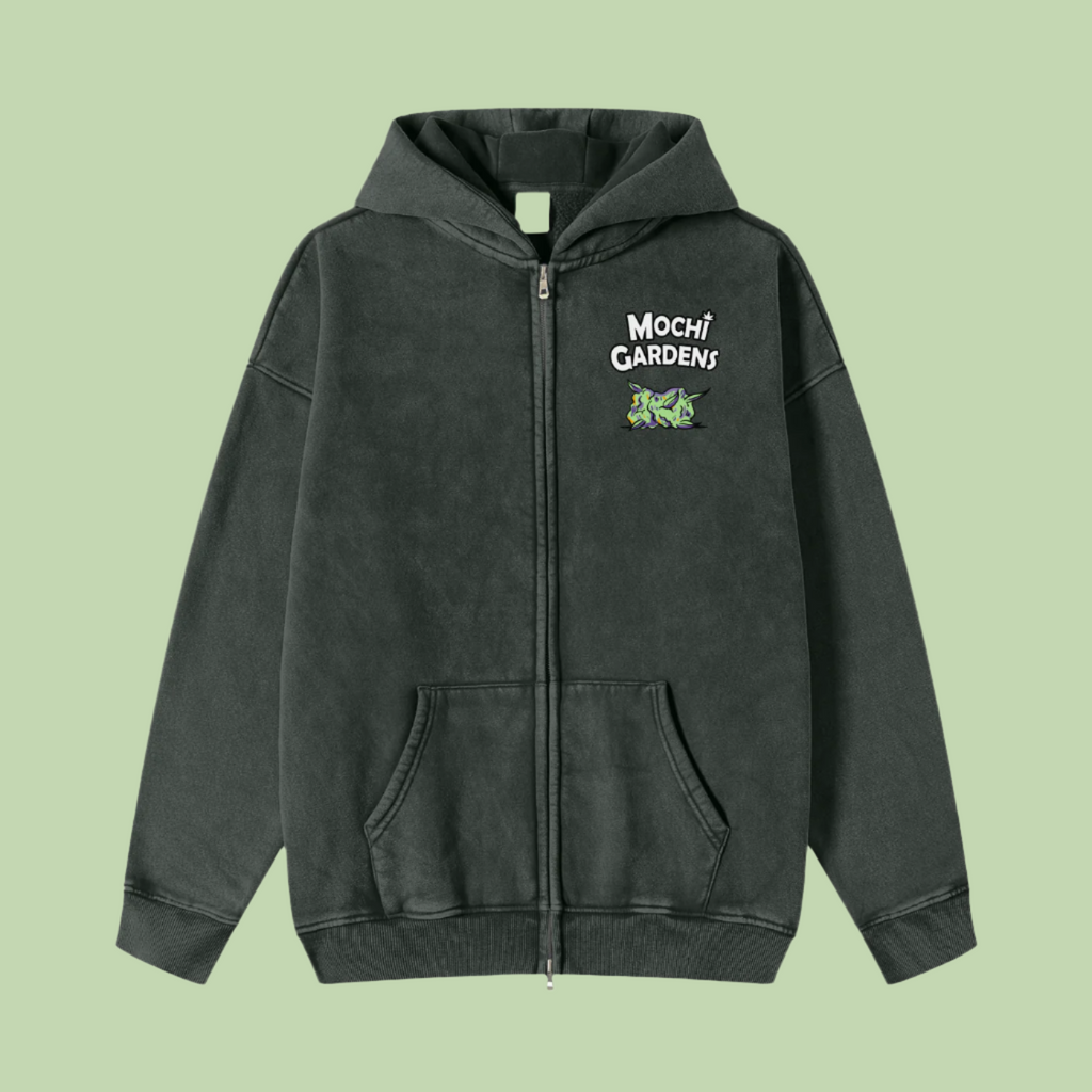 "Purple Nug Smoke / Classic" Snow Washed Zip-Through Hoodie