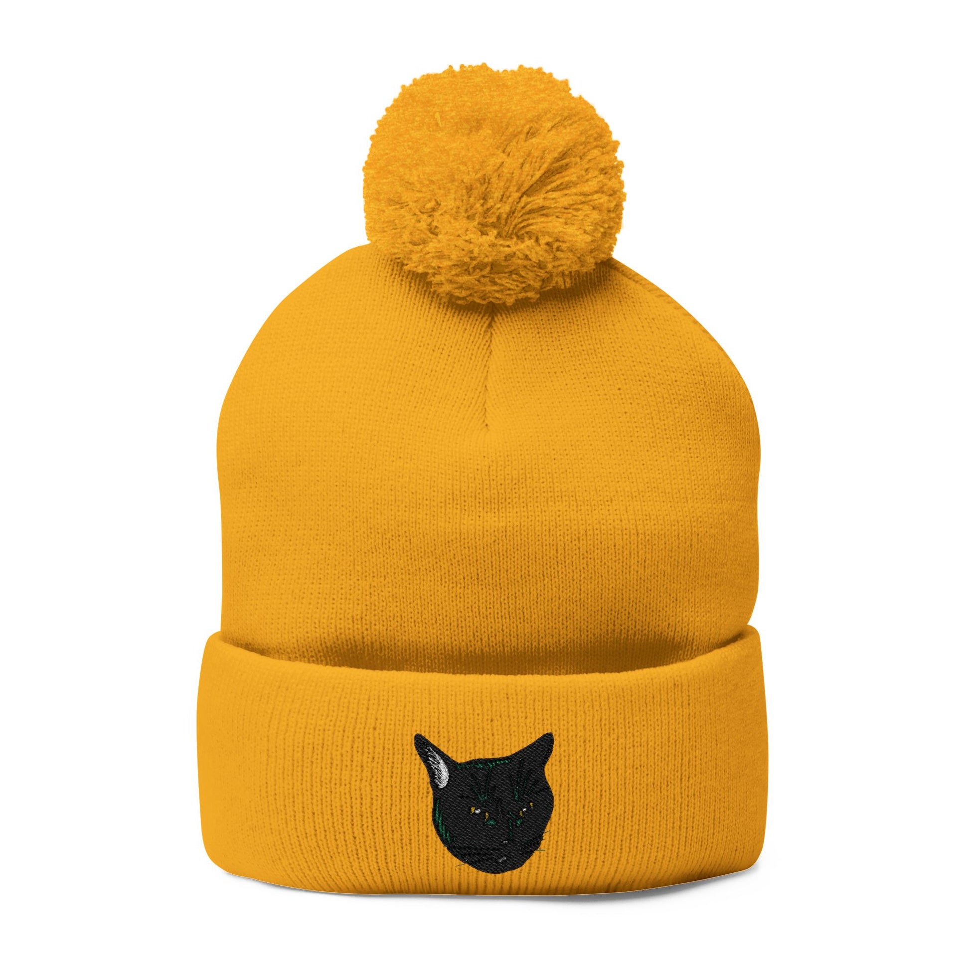 Embroidered Mochi Head | Mochi Gardens Pom-Pom Knit Cap