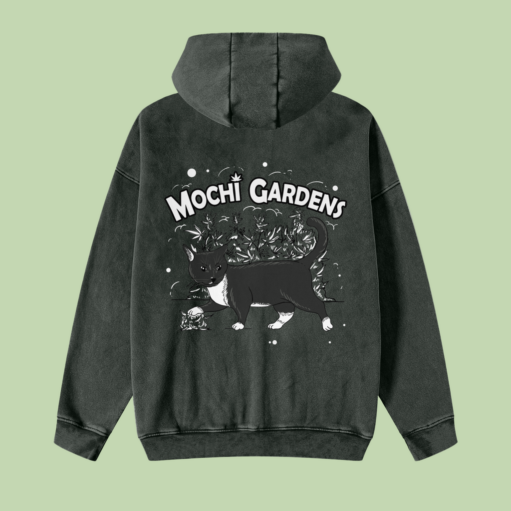 Eyes x Grayscale | Snow Washed Zip-Through Mochi Gardens Hoodie - 360 GSM