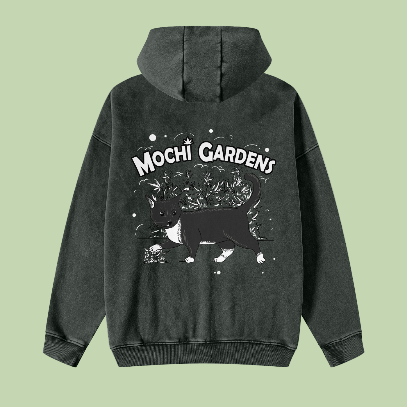 Eyes x Grayscale | Snow Washed Zip-Through Mochi Gardens Hoodie - 360 GSM