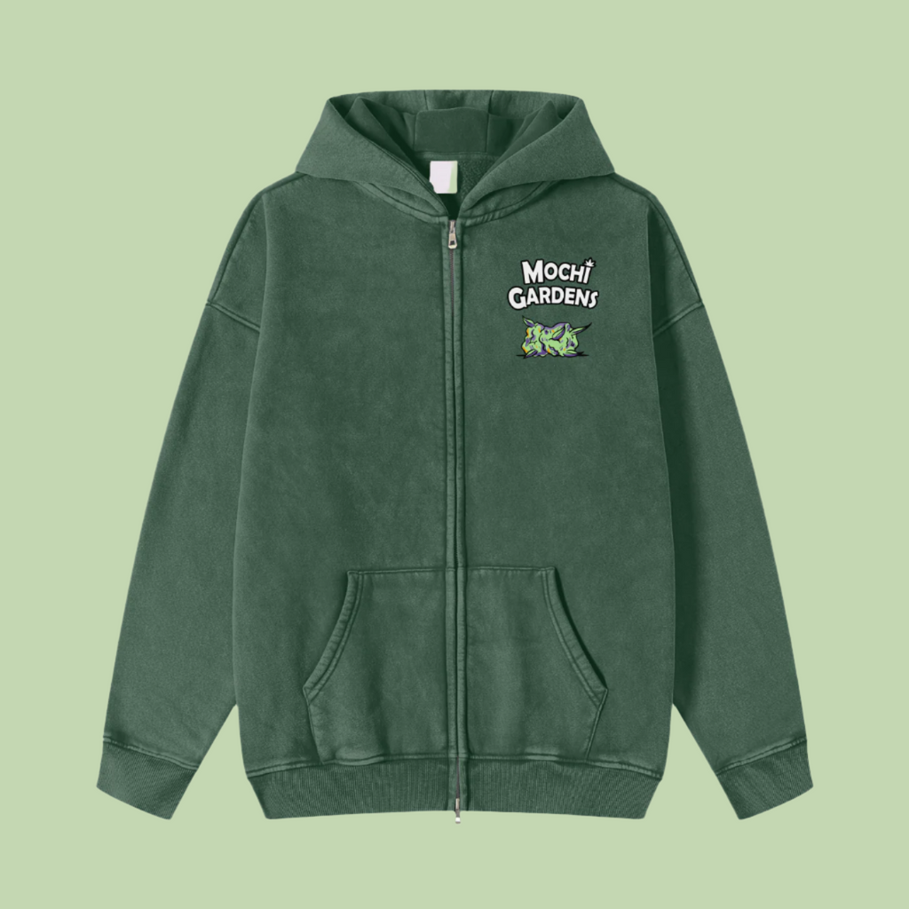 "Purple Nug Smoke / Classic" Snow Washed Zip-Through Hoodie