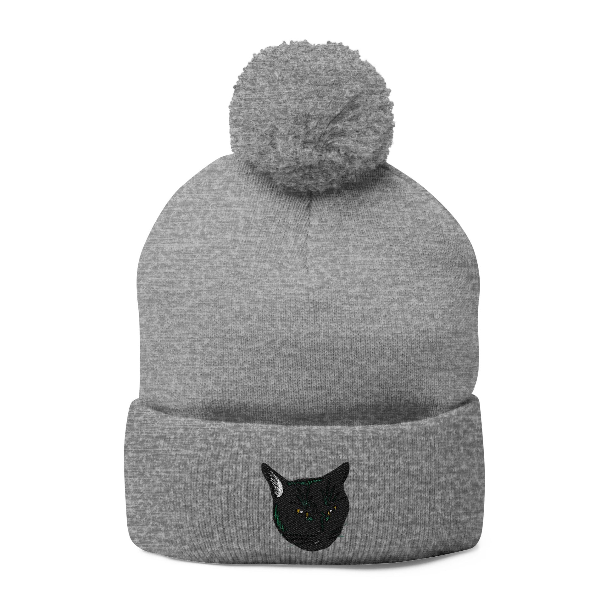 Embroidered Mochi Head | Mochi Gardens Pom-Pom Knit Cap