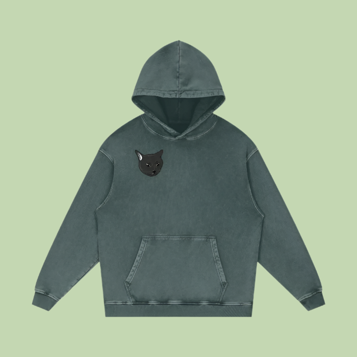 "Head / Grayscale Logo" Acid Wash Hoodie - 420 GSM