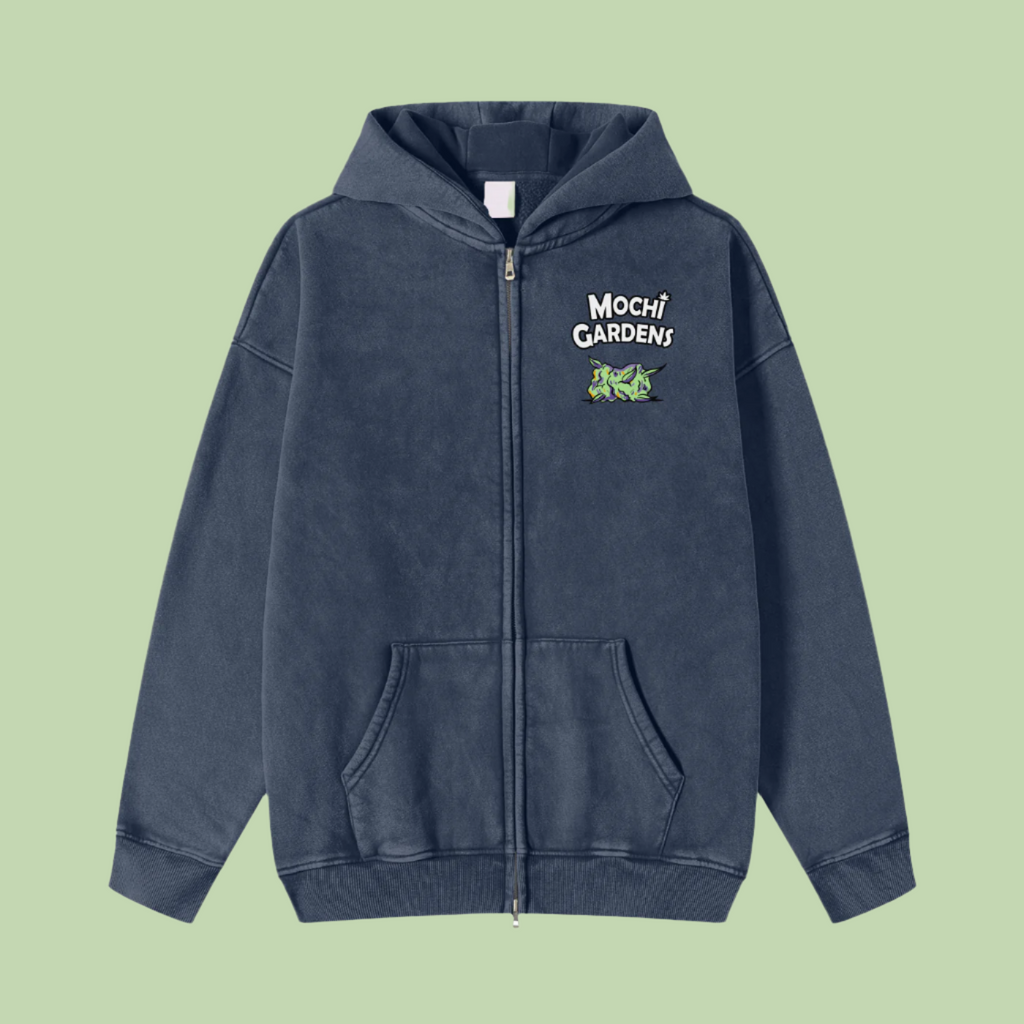 "Purple Nug Smoke / Classic" Snow Washed Zip-Through Hoodie