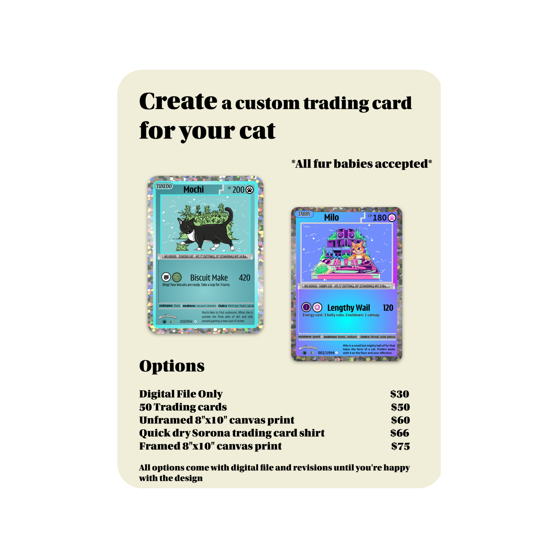 Custom Pet Trading Card Mochi Gardens Novelty Nook Custom Pet Trading Card Mochi Gardens Novelty Nook