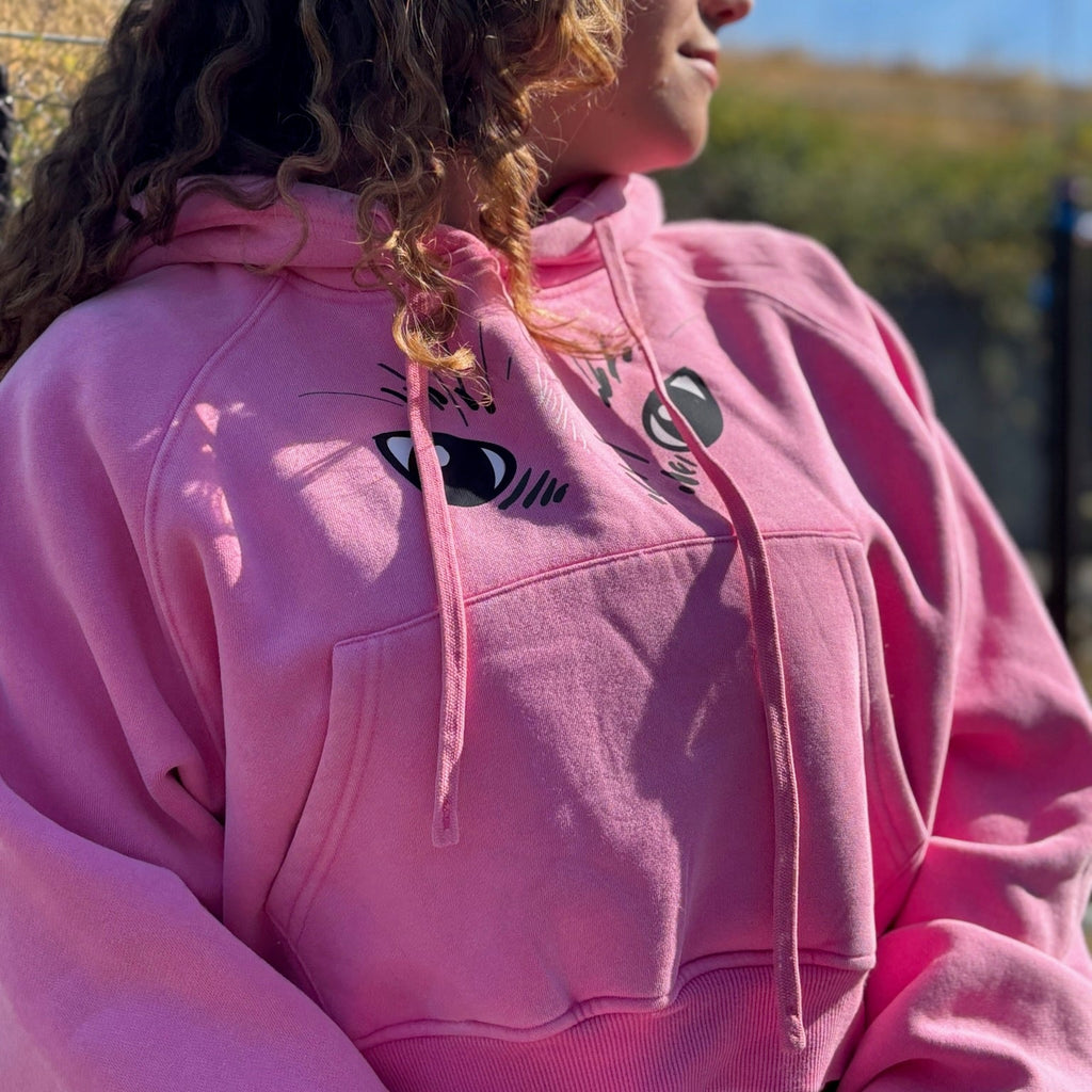 Eyes x Grayscale | Snow Washed Mochi Gardens Cropped Hoodie - 355 GSM