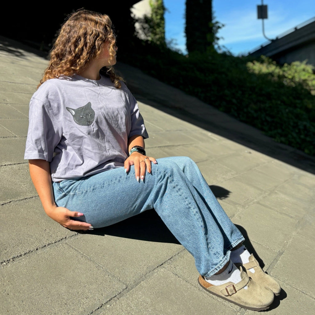 "Head / Grayscale Logo" Drop Shoulder T-Shirt - 300 GSM