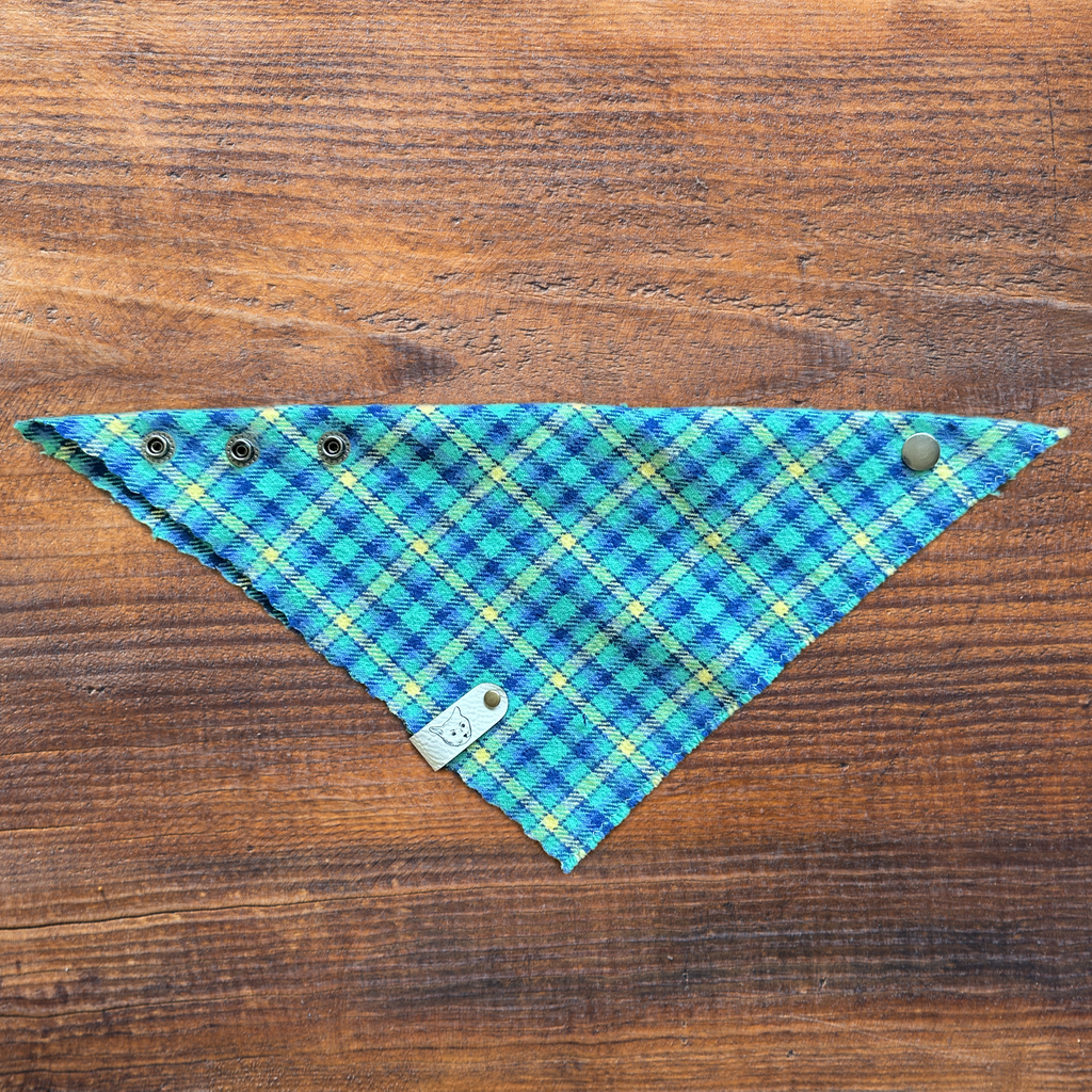 "Lumbercat Teal" Cat-Ker-Chief Cat Bandana
