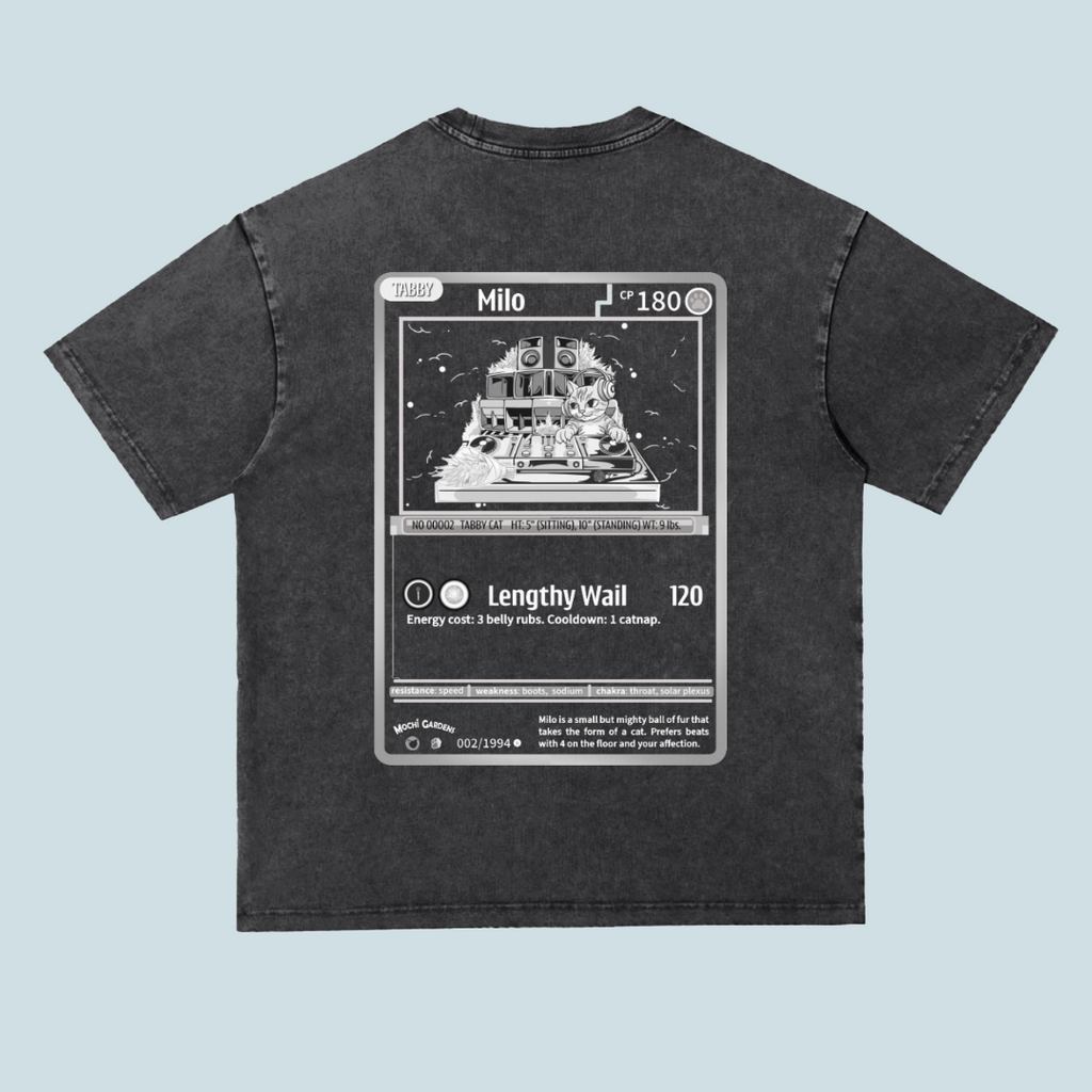 Milo Trading Card | Heavyweight Acid Wash Tee - 300 GSM