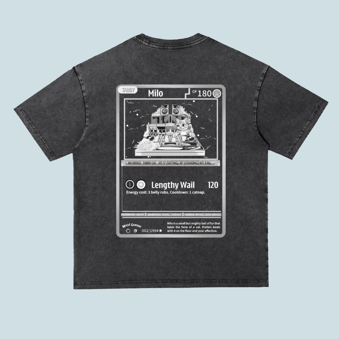 Milo Trading Card | Heavyweight Acid Wash Tee - 300 GSM