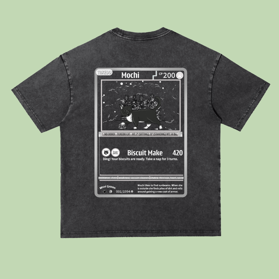 Mochi Trading Card | Heavyweight Acid Wash Tee - 300 GSM