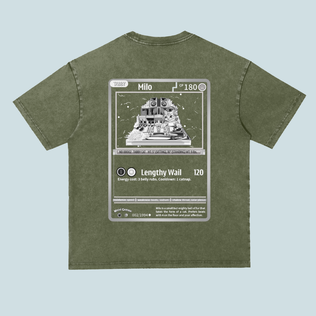 Milo Trading Card | Heavyweight Acid Wash Tee - 300 GSM
