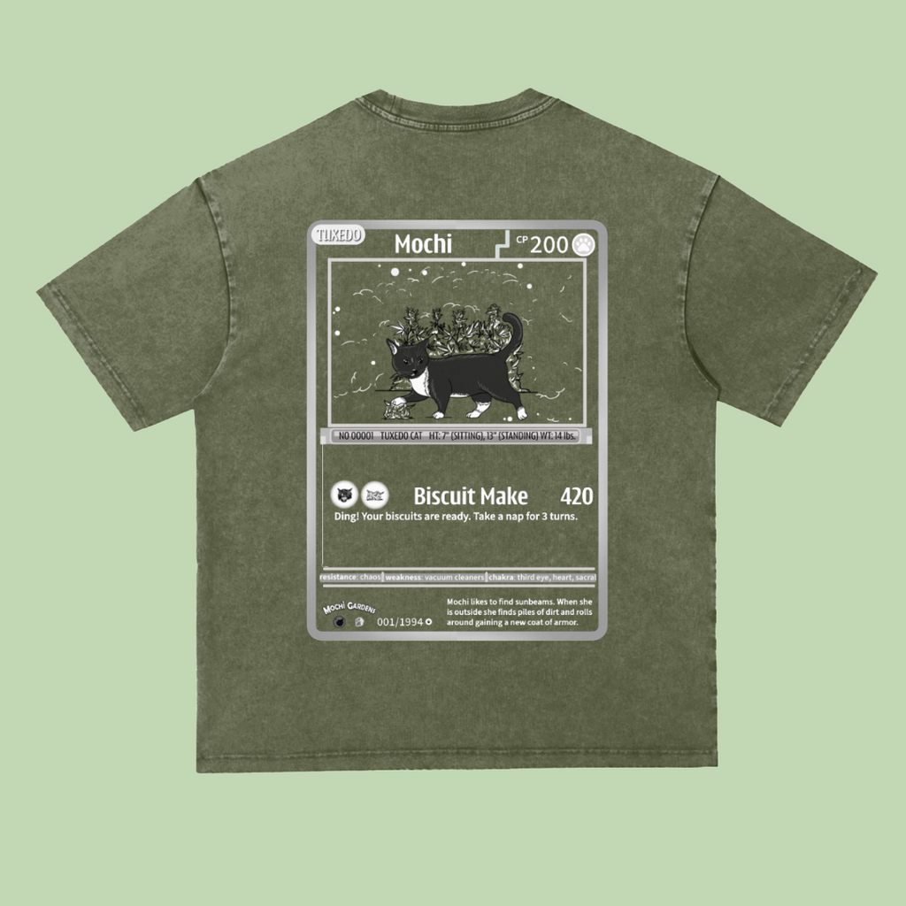 Mochi Trading Card | Heavyweight Acid Wash Tee - 300 GSM