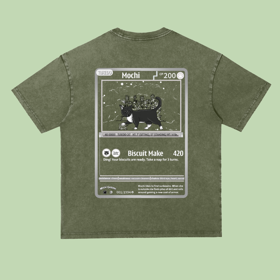 Mochi Trading Card | Heavyweight Acid Wash Tee - 300 GSM