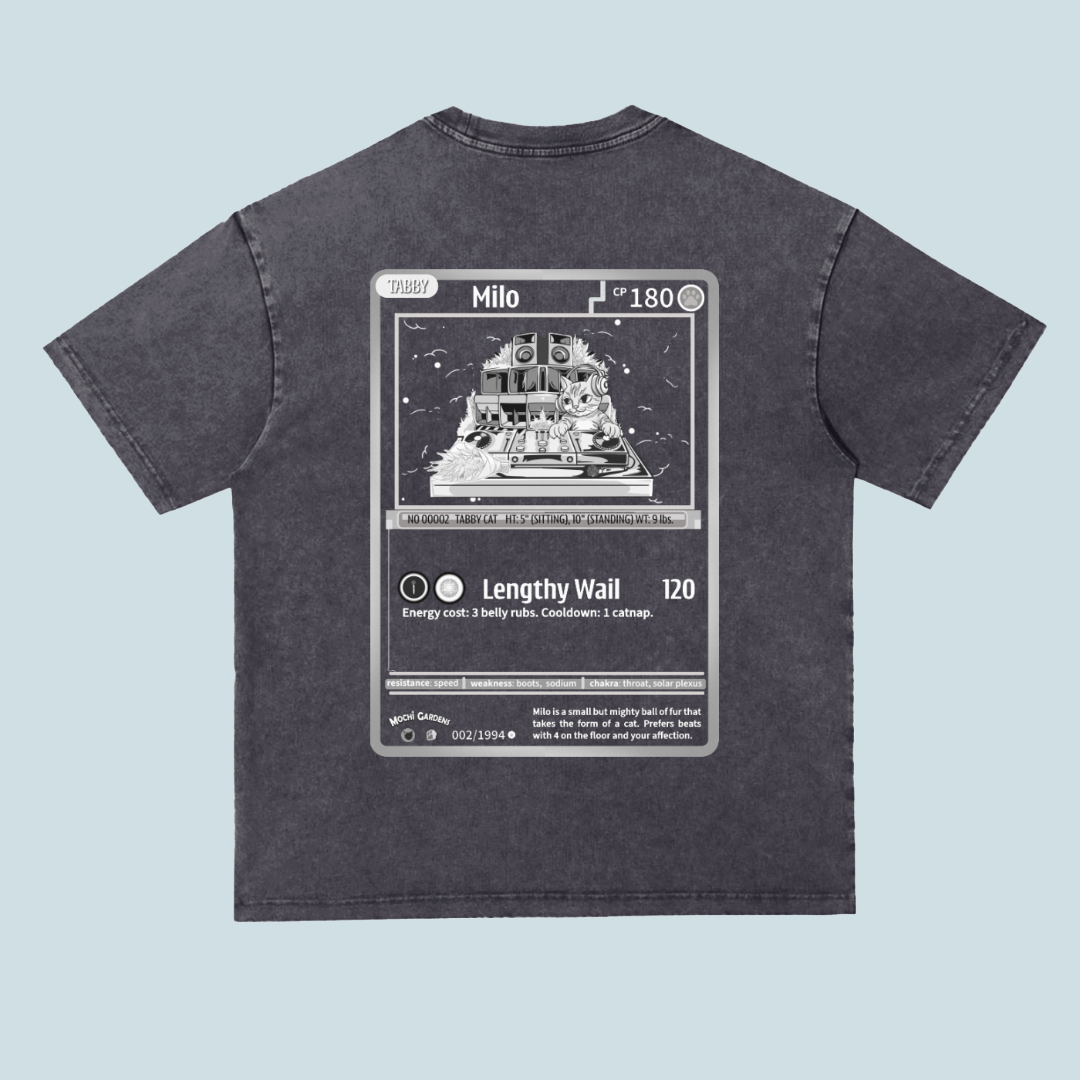 Milo Trading Card | Heavyweight Acid Wash Tee - 300 GSM