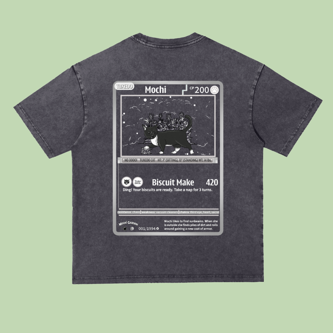 Mochi Trading Card | Heavyweight Acid Wash Tee - 300 GSM