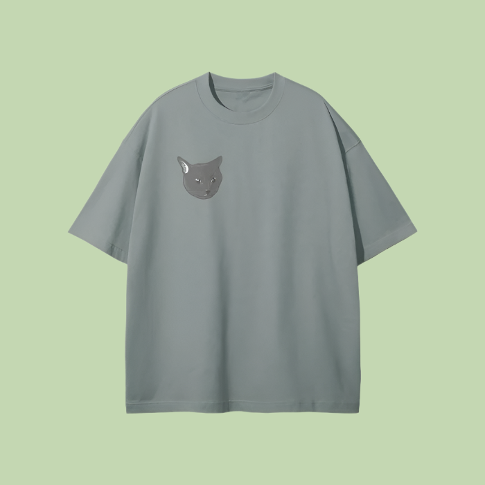 "Head / Grayscale Logo" Oversize Loose Fit T-Shirt - 275 GSM