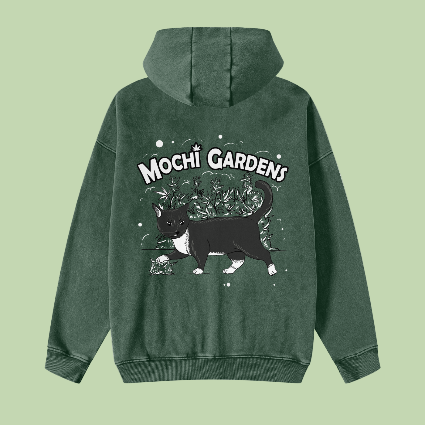 Eyes x Grayscale | Snow Washed Zip-Through Mochi Gardens Hoodie - 360 GSM