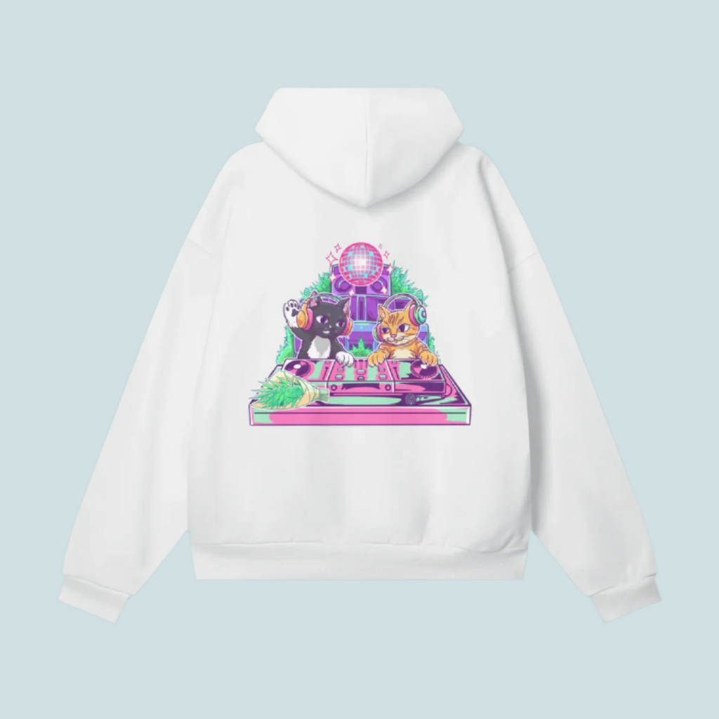"Text / Classic Logo" Heavyweight Hidden Pocket BOUQS&CATS Fleece Hoodie - 460 GSM